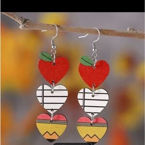 Cute school heart earrings